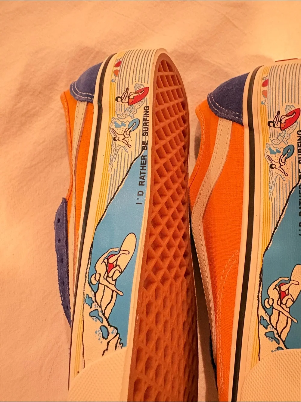 Vans Classic Low-Top Sneakers in Blue and Orange